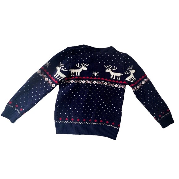 VTG Reindeer Fair-isle Holiday Navy Toddler 3T  Sweater Redodeco 100%Cotton - Picture 5 of 16